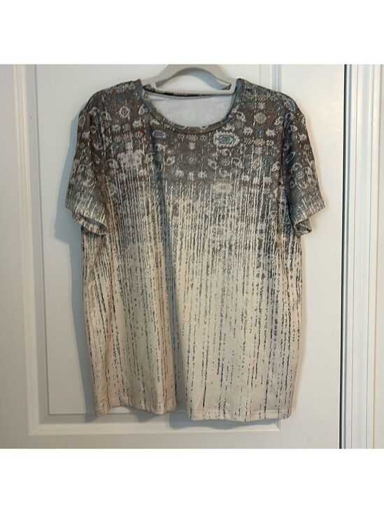 No Brand Tops - ✨ Women’s XL Gray Beige Ombre Paisley Print Short Sleeve Tee
